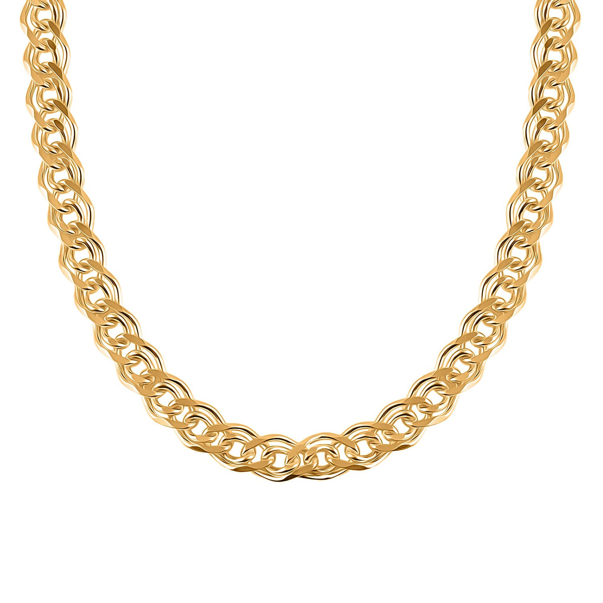Italian Closeout Deal - Gold Overlay Sterling Silver Double Curb Necklace (Size - 20) with Lobster Clasp, Silver Wt. 50.54 Gms. 7969468 1