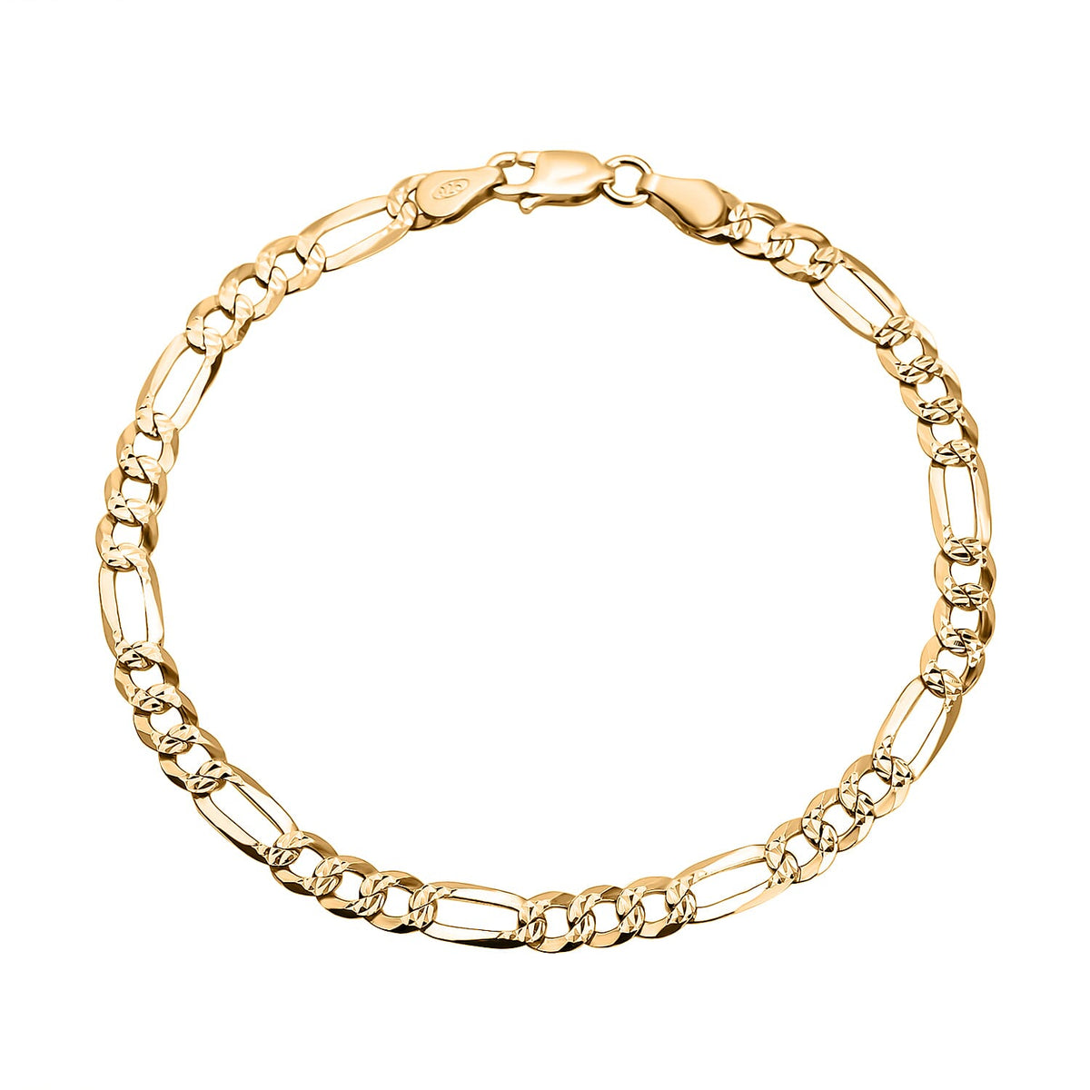 Italian Closeout Deal - Yellow Gold Overlay Sterling Silver Figaro Bracelet (Size - 7.5) 7272161 0