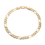 Italian Closeout Deal - Yellow Gold Overlay Sterling Silver Figaro Bracelet (Size - 7.5)