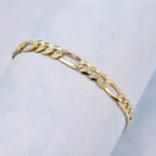 Italian Closeout Deal - Yellow Gold Overlay Sterling Silver Figaro Bracelet (Size - 7.5)