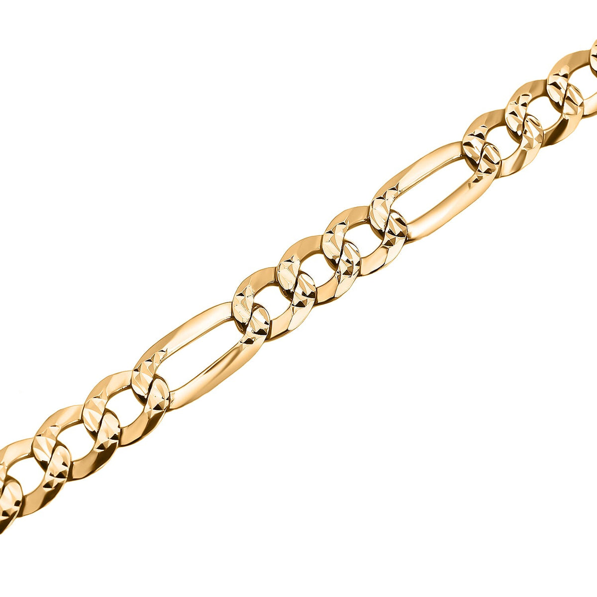 Italian Closeout Deal - Yellow Gold Overlay Sterling Silver Figaro Bracelet (Size - 7.5) 7272161 2