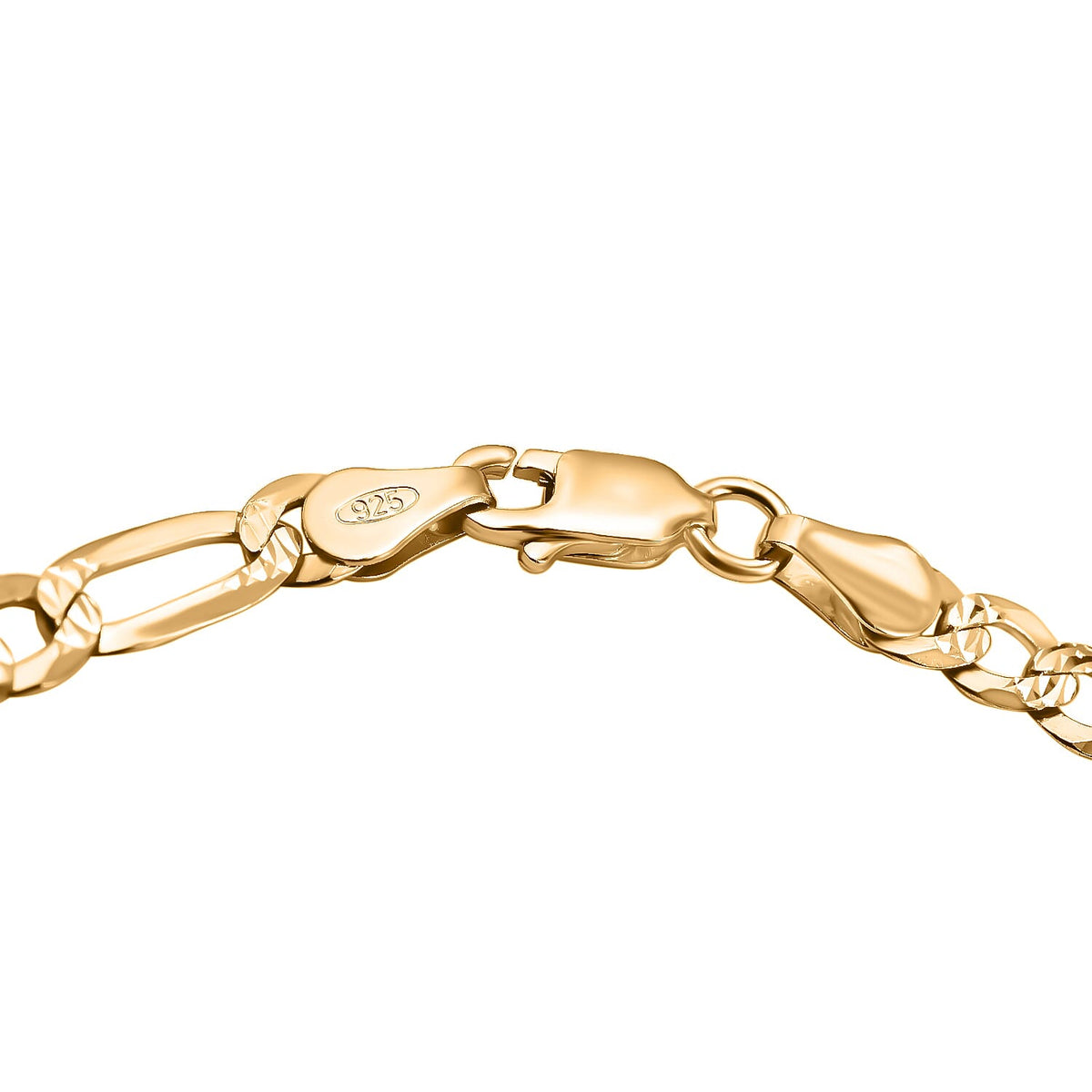 Italian Closeout Deal - Yellow Gold Overlay Sterling Silver Figaro Bracelet (Size - 7.5) 7272161 3