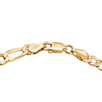 Italian Closeout Deal - Yellow Gold Overlay Sterling Silver Figaro Bracelet (Size - 7.5)