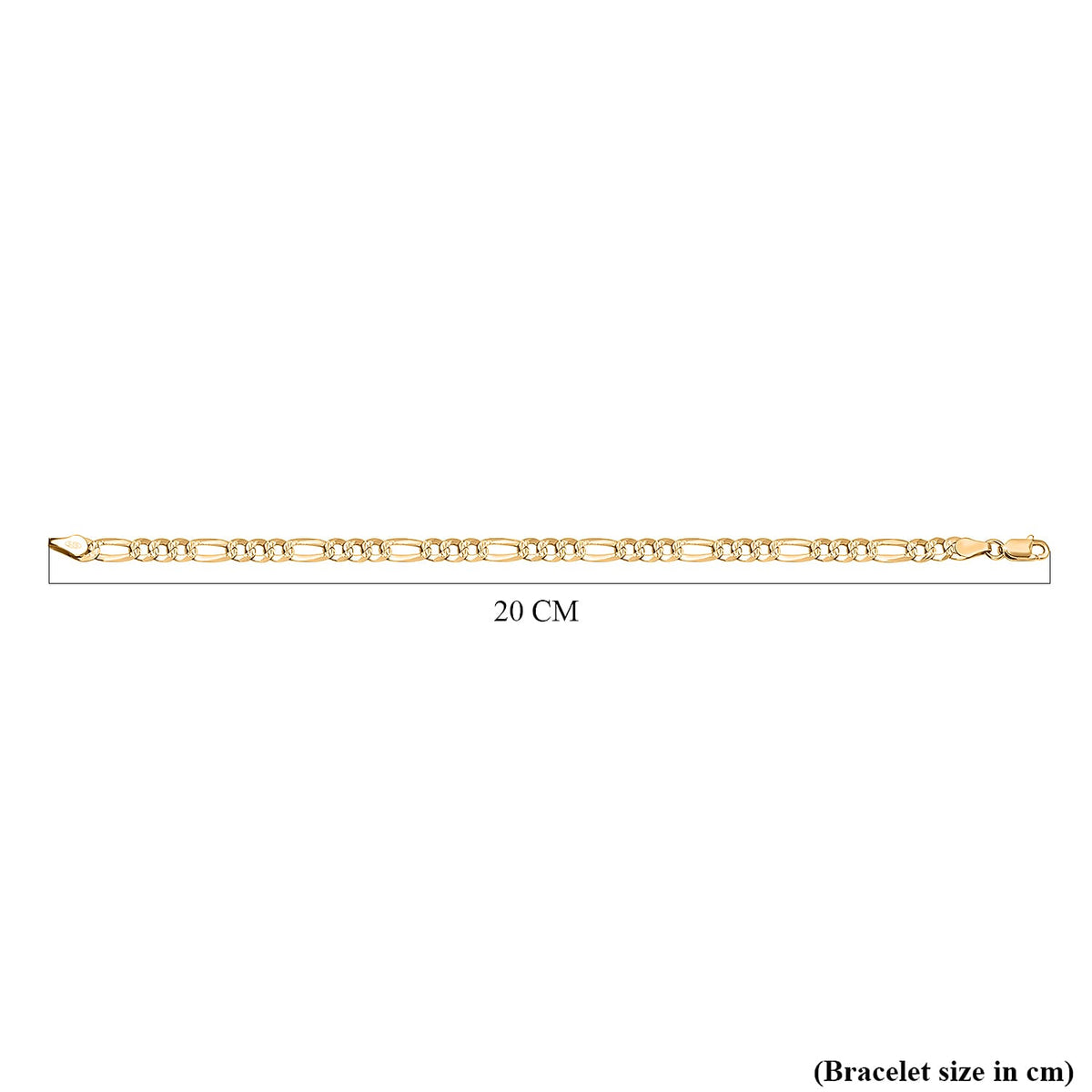 Italian Closeout Deal - Yellow Gold Overlay Sterling Silver Figaro Bracelet (Size - 7.5) 7272161 4