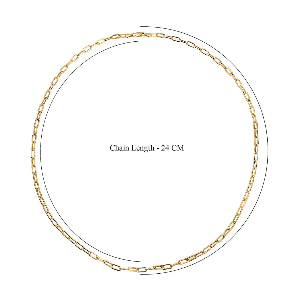 Italian Closeout Deal - Yellow Gold Overlay Sterling Silver Paperclip Necklace With Lobster Clasp (Size - 22)