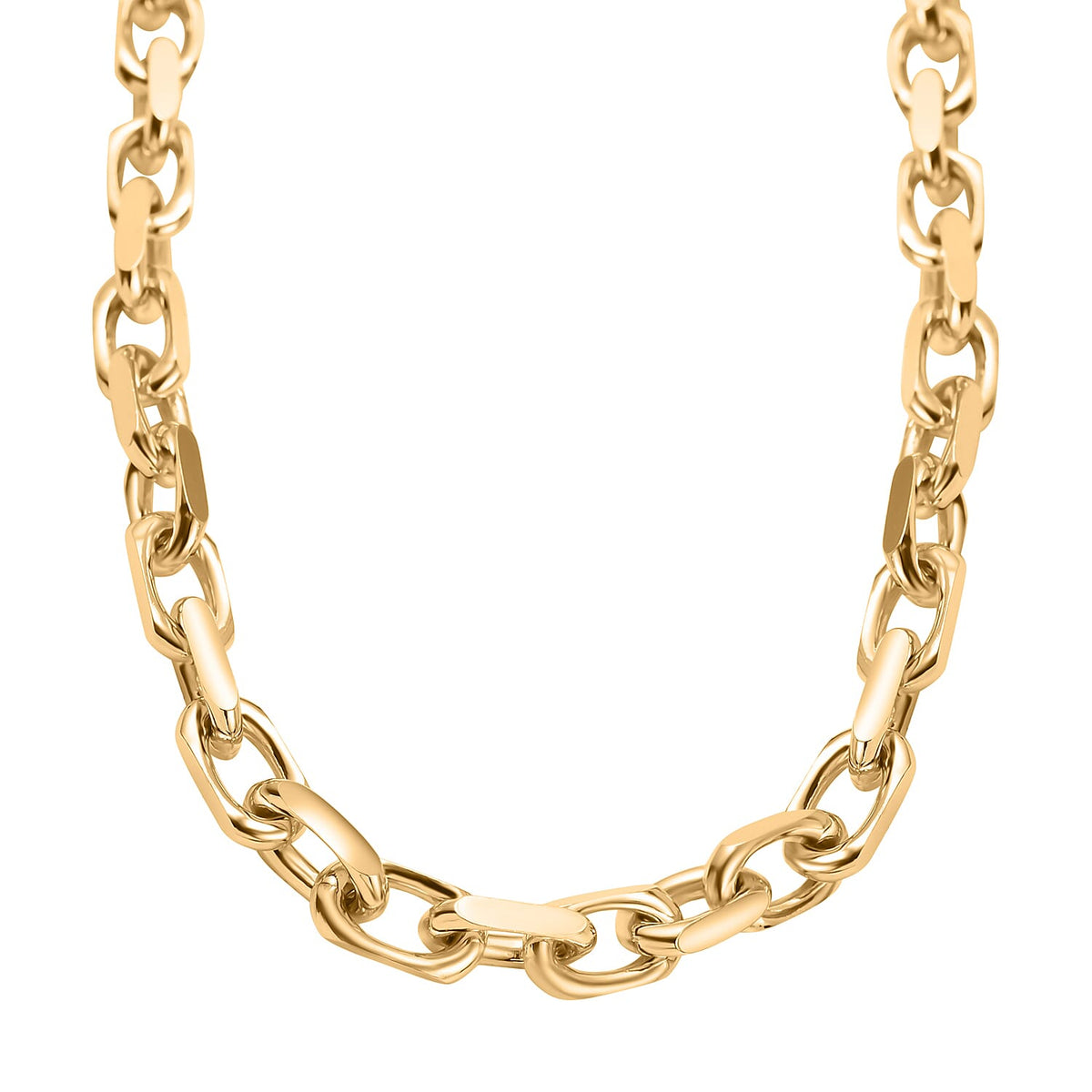 Italian Closeout Deal - Yellow Gold Plated Sterling Silver ROLO Necklace (Size - 22), Silver Wt. 45.40 Gms 7566536 0