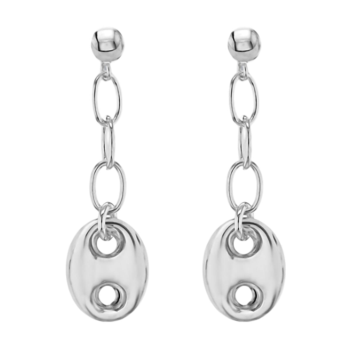 Italian Closeout - Mariner Link Drop Earrings in Sterling Silver 7753652 0