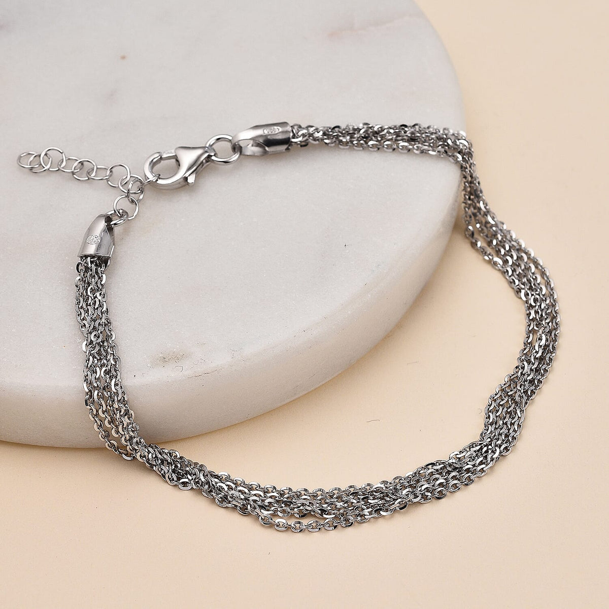 Italian Closeout Rhodium Overlay Sterling Silver Bracelet (Size 7.5-1 Inch Ext.) 7386353 1
