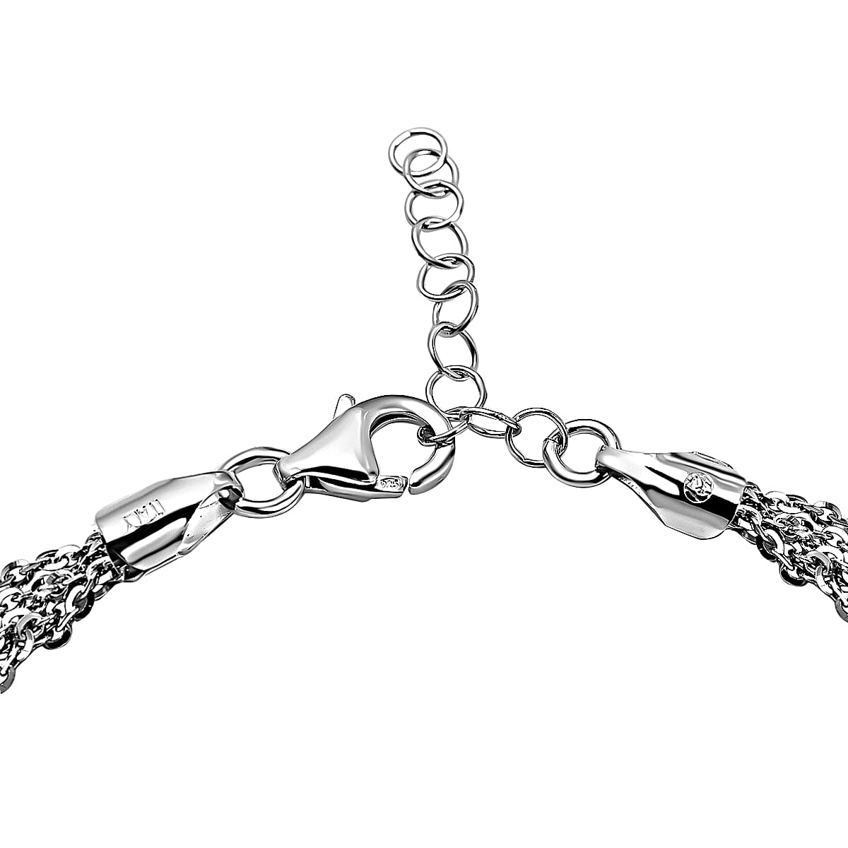 Italian Closeout Rhodium Overlay Sterling Silver Bracelet (Size 7.5-1 Inch Ext.) 7386353 2