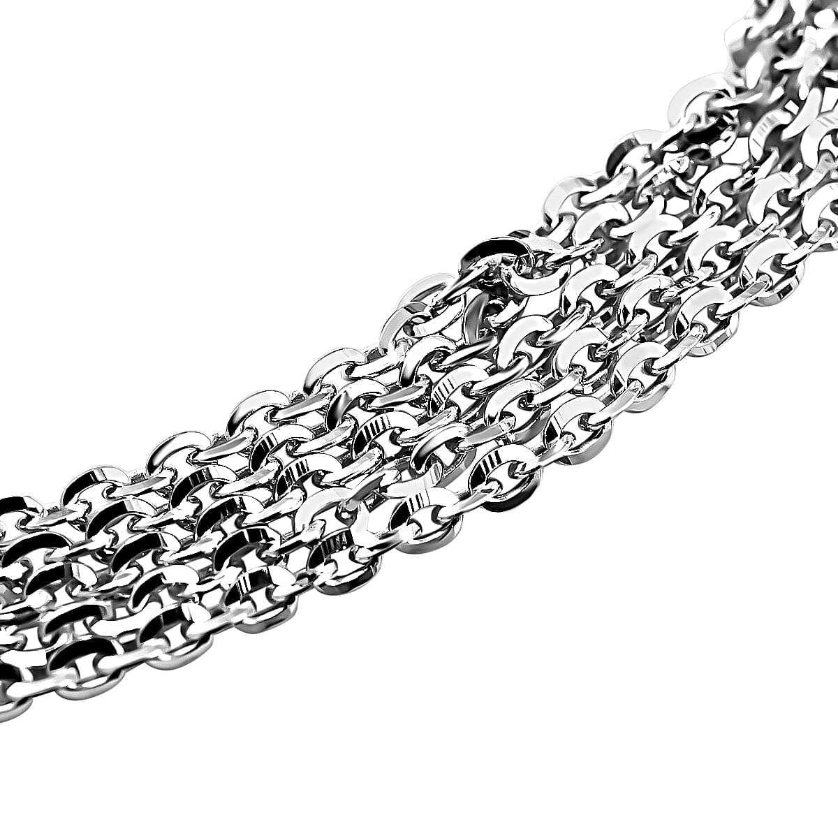 Italian Closeout Rhodium Overlay Sterling Silver Bracelet (Size 7.5-1 Inch Ext.) 7386353 3