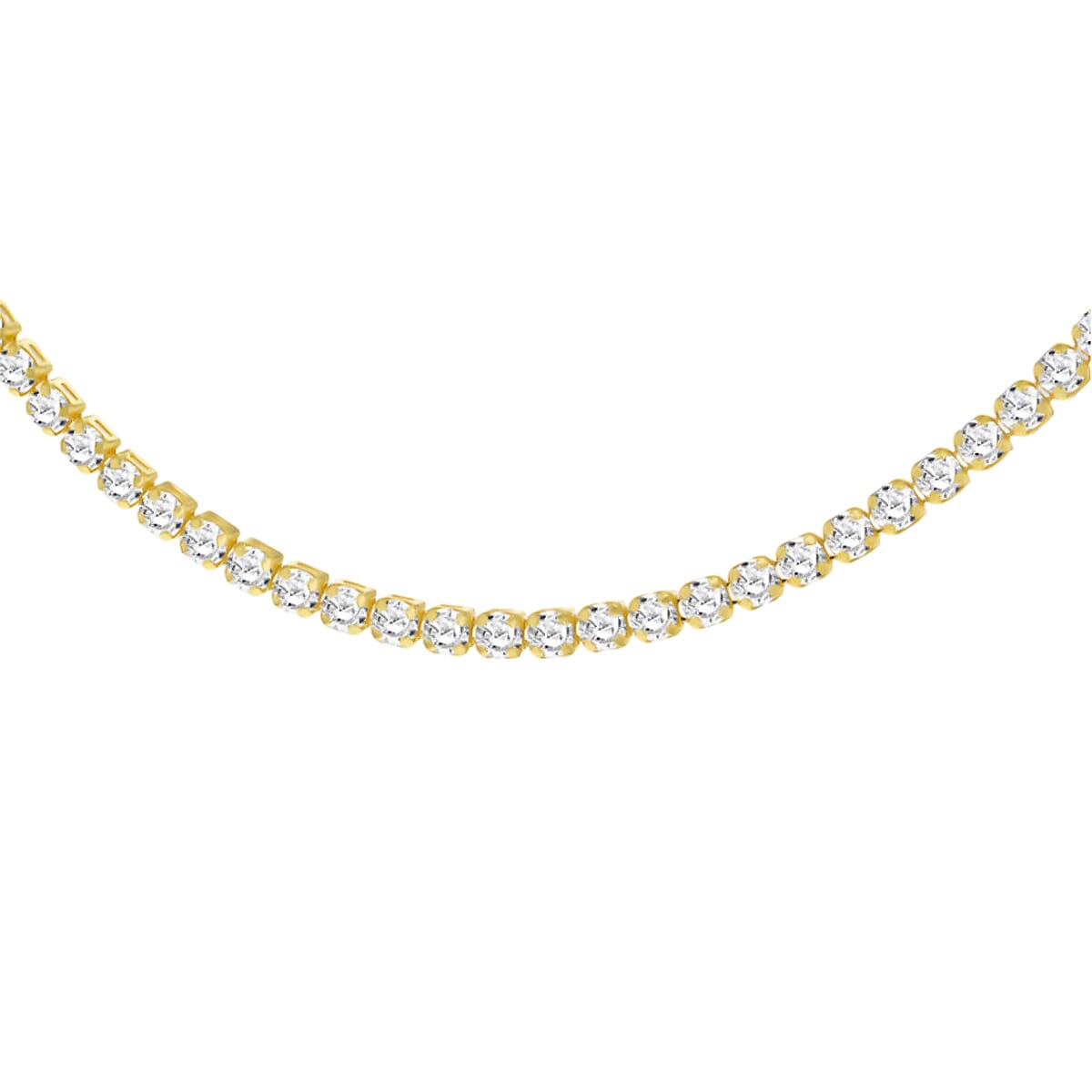 Italian Closeout - Yellow Gold Overlay Sterling Silver with CZ Tennis Necklace (Size - 17), Silver Wt. 12.2 Gms 7752433 0