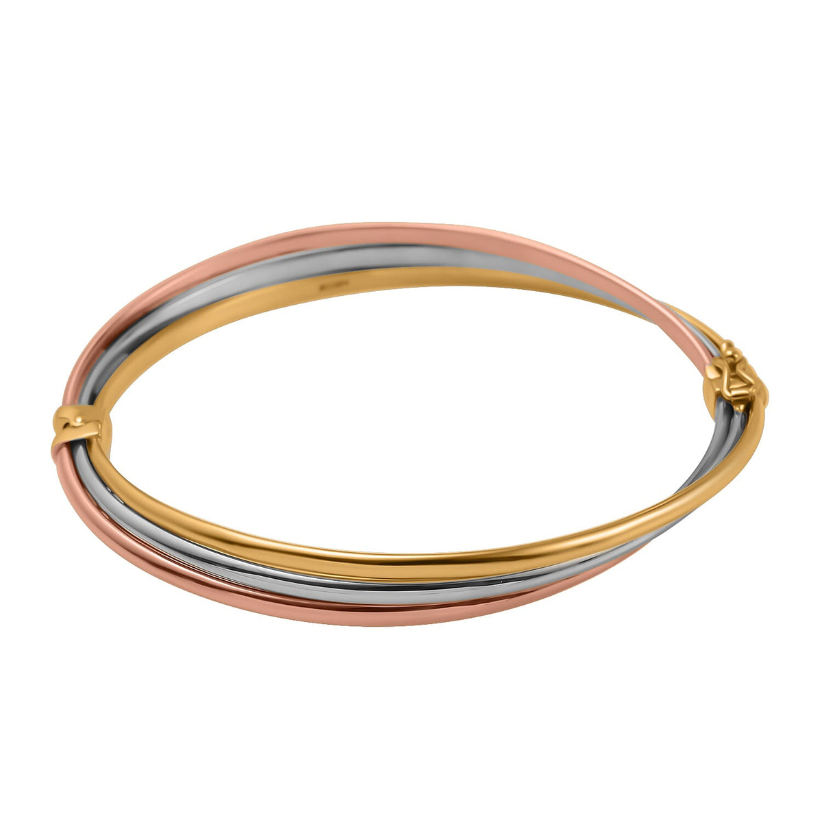 Italian Made - 9K Rose, Yellow and White Gold Trio Bangle (Size 7), Gold Wt. 6.70 Gms 7682488 0