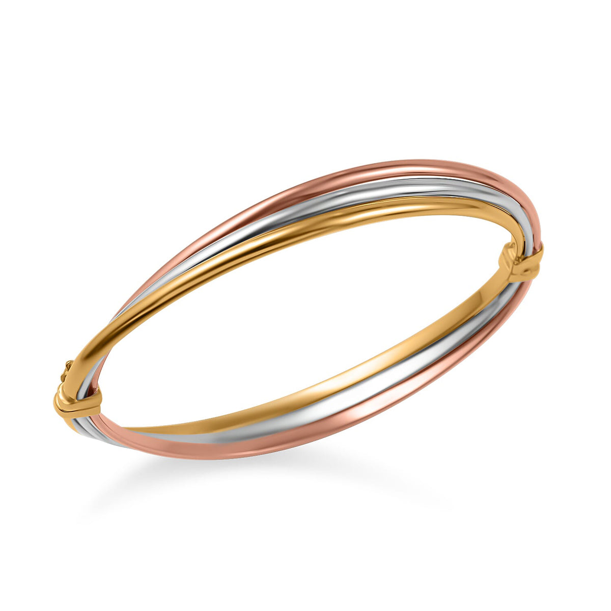 Italian Made - 9K Rose, Yellow and White Gold Trio Bangle (Size 7), Gold Wt. 6.70 Gms 7682488 2