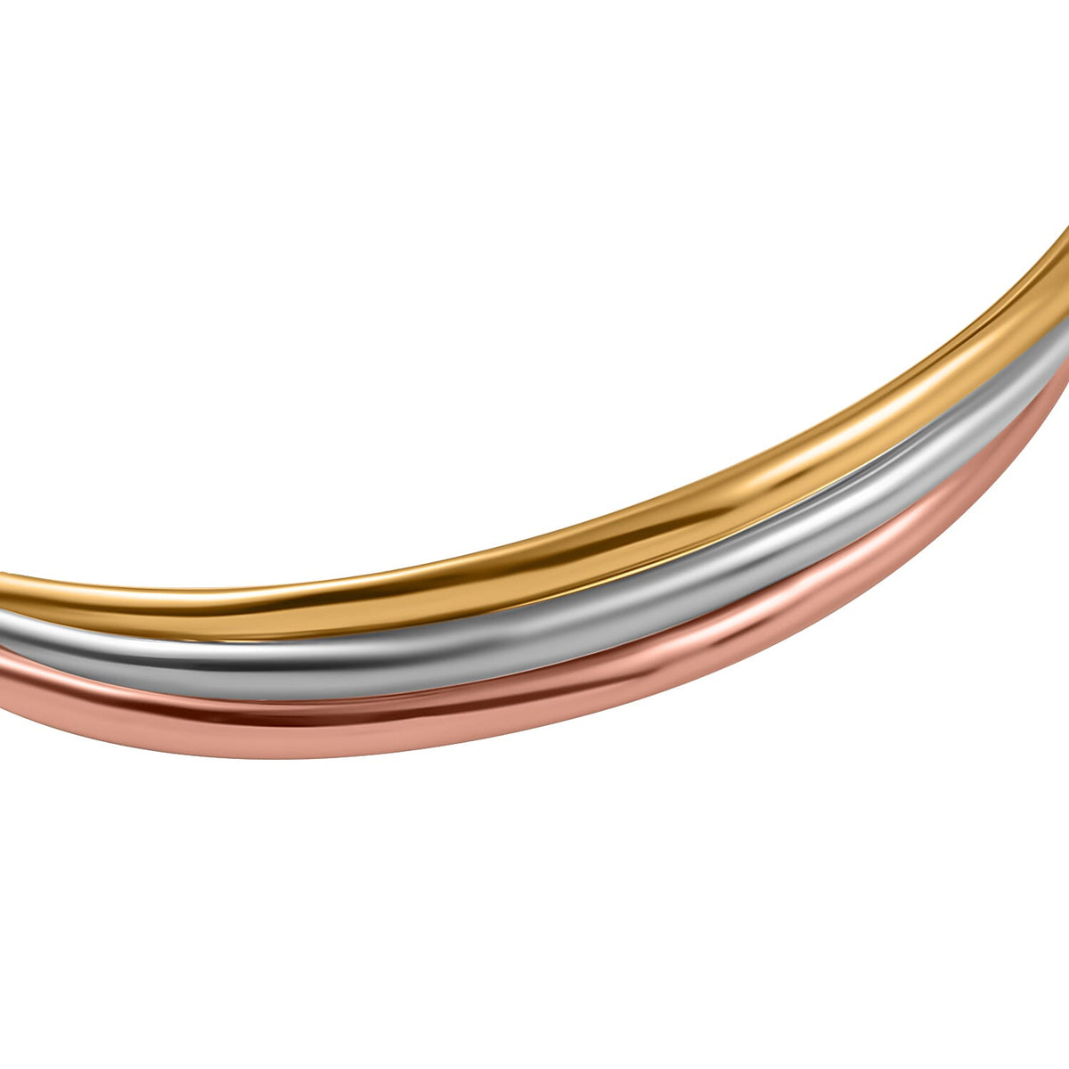 Italian Made - 9K Rose, Yellow and White Gold Trio Bangle (Size 7), Gold Wt. 6.70 Gms 7682488 3