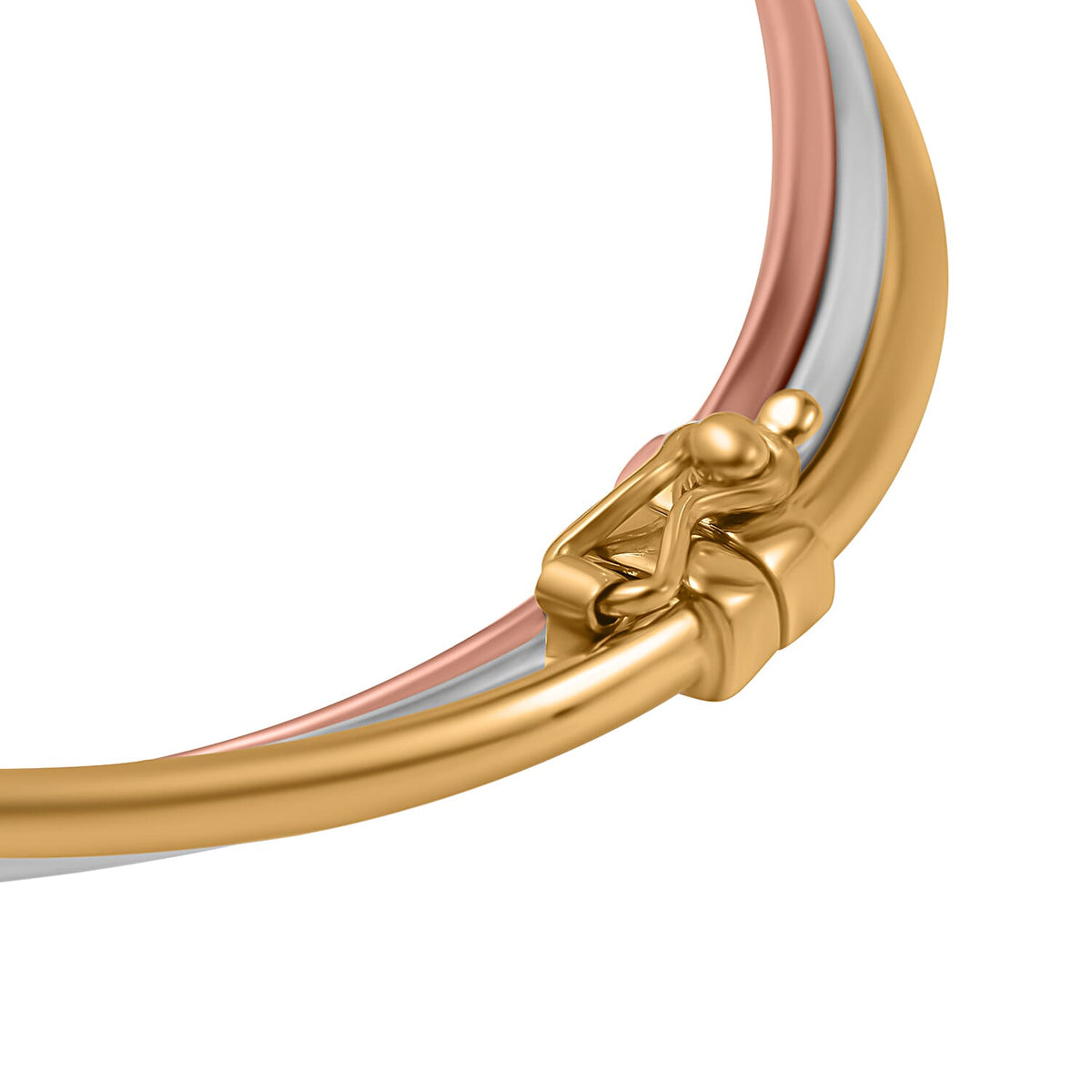 Italian Made - 9K Rose, Yellow and White Gold Trio Bangle (Size 7), Gold Wt. 6.70 Gms 7682488 4