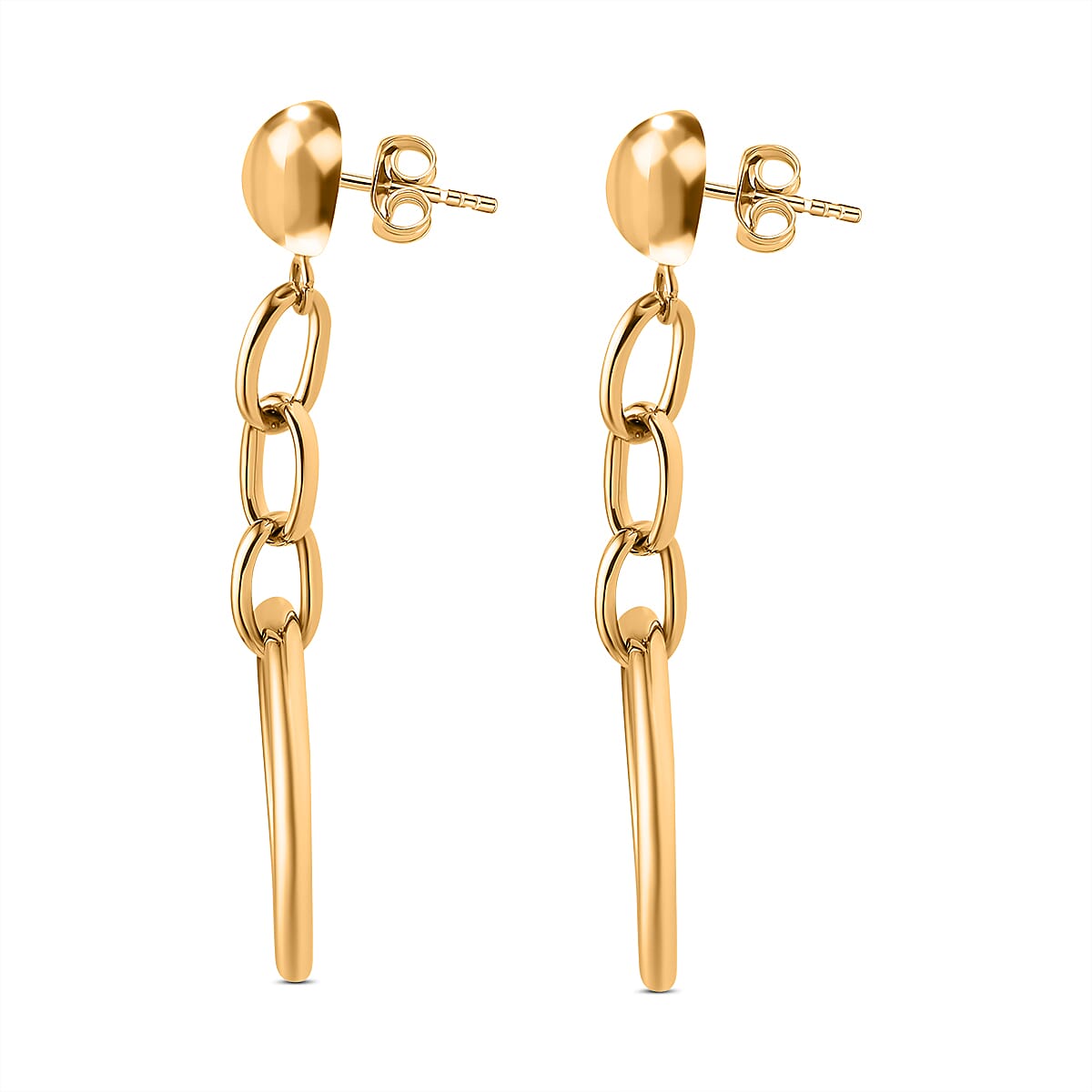 Italian Made - 9K Yellow Gold Hoop Dangling Earrings (With Push Back) 8894035 3