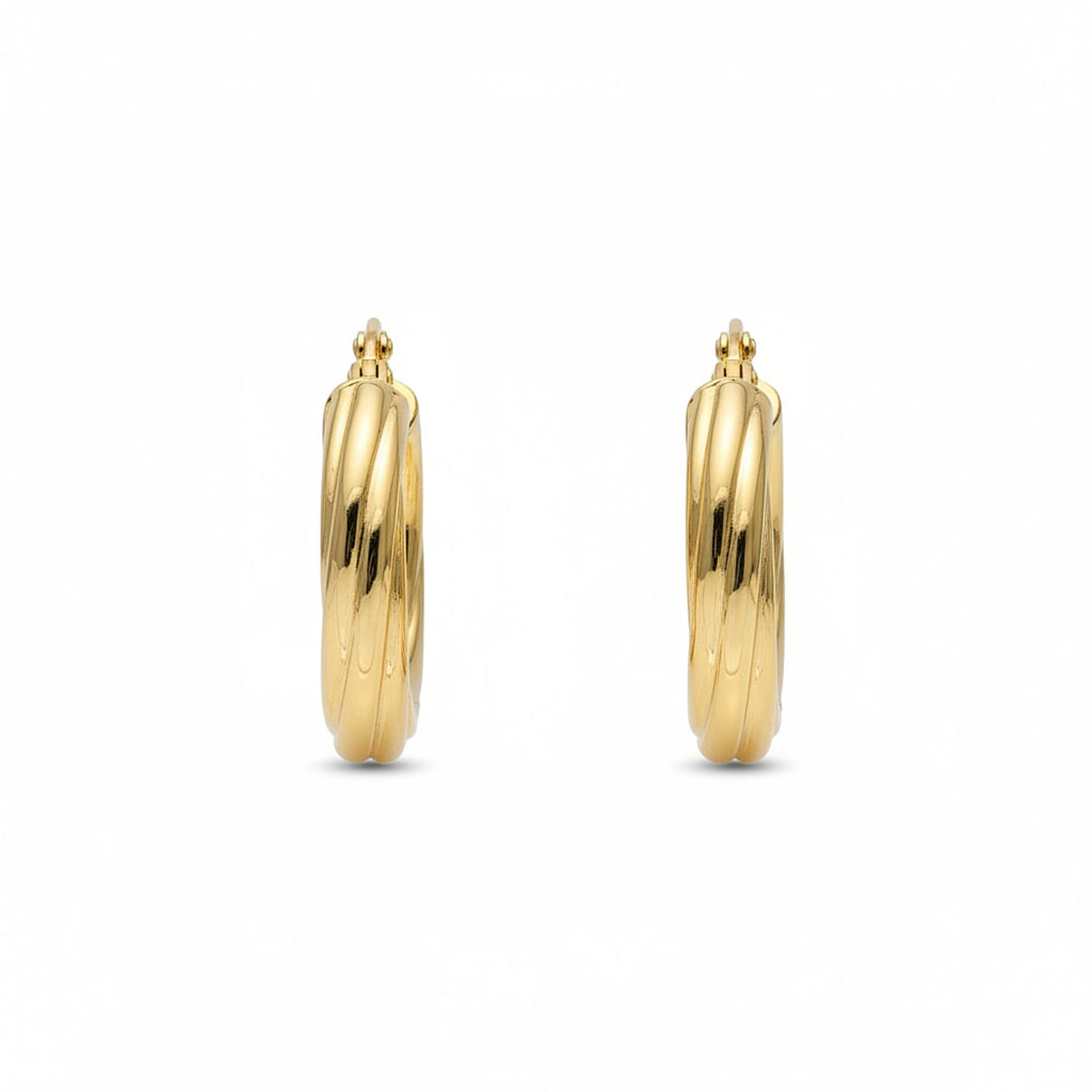 Italian Made - 9K Yellow Gold Hoop Earring with Clasp 8341681 0