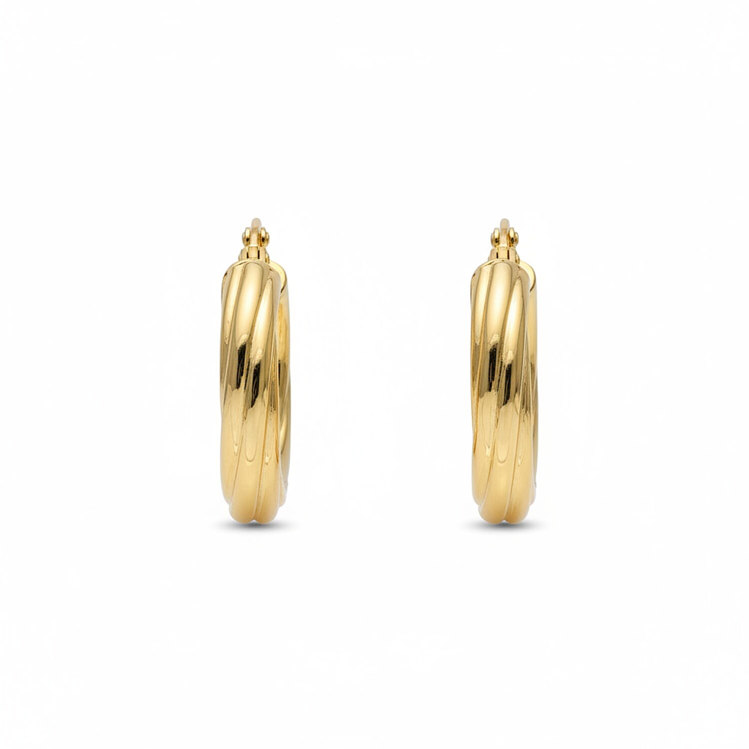 Italian Made - 9K Yellow Gold Hoop Earring with Clasp 8341681 0