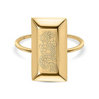 Italian Made - 9K Yellow Gold Dragon Motif Bar Ring