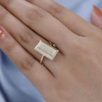 Italian Made - 9K Yellow Gold Dragon Motif Bar Ring
