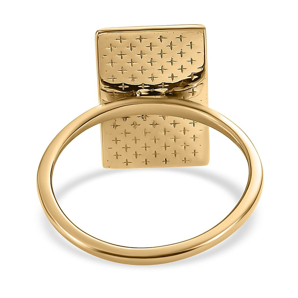 Italian Made - 9K Yellow Gold Dragon Motif Bar Ring