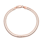 Italian Made - Rose Gold Overlay Sterling Silver Herringbone Bracelet (Size - 7.5)