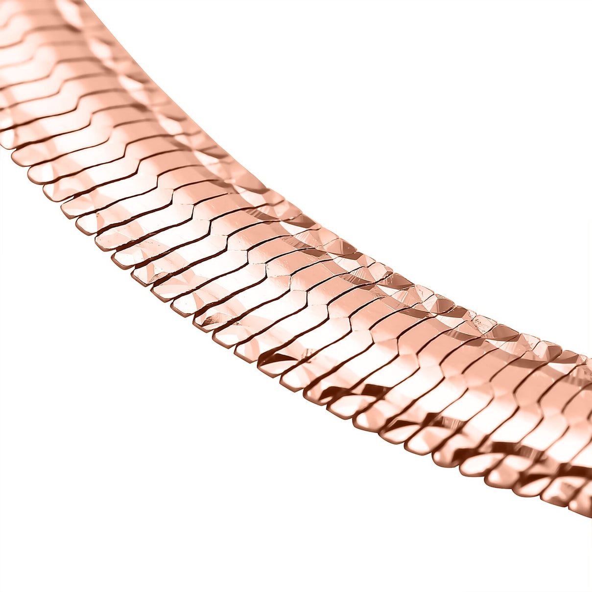 Italian Made - Rose Gold Overlay Sterling Silver Herringbone Bracelet (Size - 7.5) 7272126 2