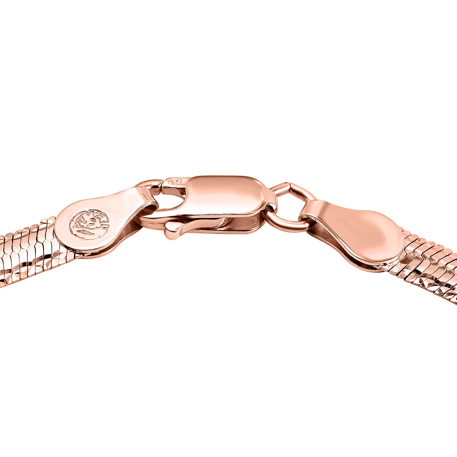 Italian Made - Rose Gold Overlay Sterling Silver Herringbone Bracelet (Size - 7.5) 7272126 3