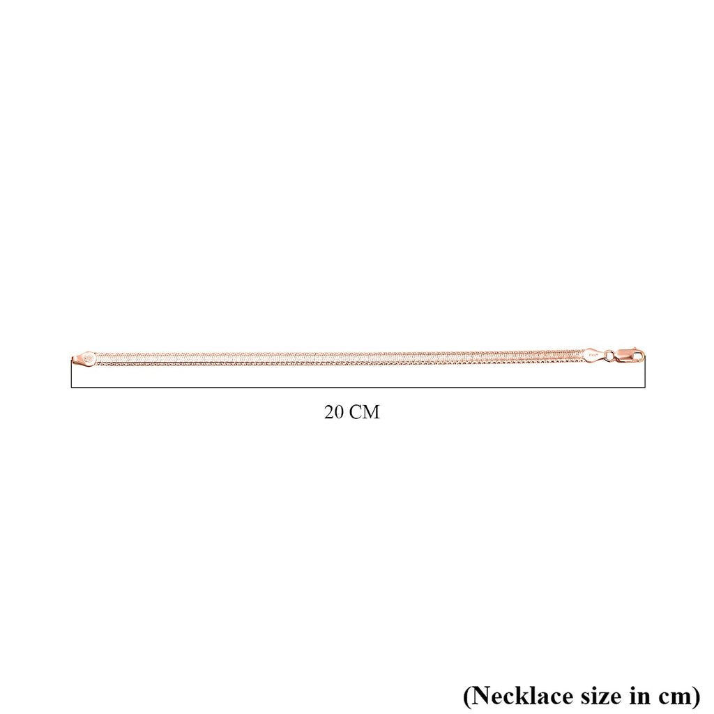 Italian Made - Rose Gold Overlay Sterling Silver Herringbone Bracelet (Size - 7.5)