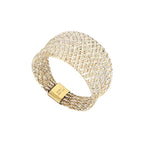 Italian Made 9K Yellow Gold Domed Stretchable Ring (Size Medium) (Size L to R)