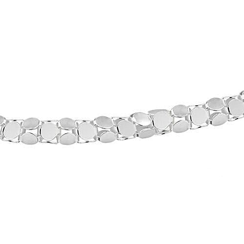 Italian Made Mirror Popcorn Chain in Platinum Plated Sterling Silver Size 18 Inch 3593141 0