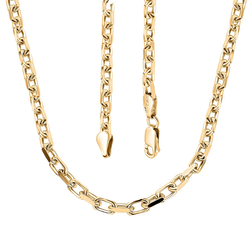 Italian Made One Time Close Out Deal - Yellow Gold Overlay Sterling Silver Cable Necklace (Size - 20), Silver Wt. 20.05 Gms