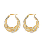 Italian Made One Time Closeout- 9K White and Yellow Gold Hoop Earrings (With Clasp)