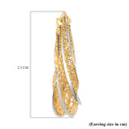 Italian Made One Time Closeout- 9K White and Yellow Gold Hoop Earrings (With Clasp)