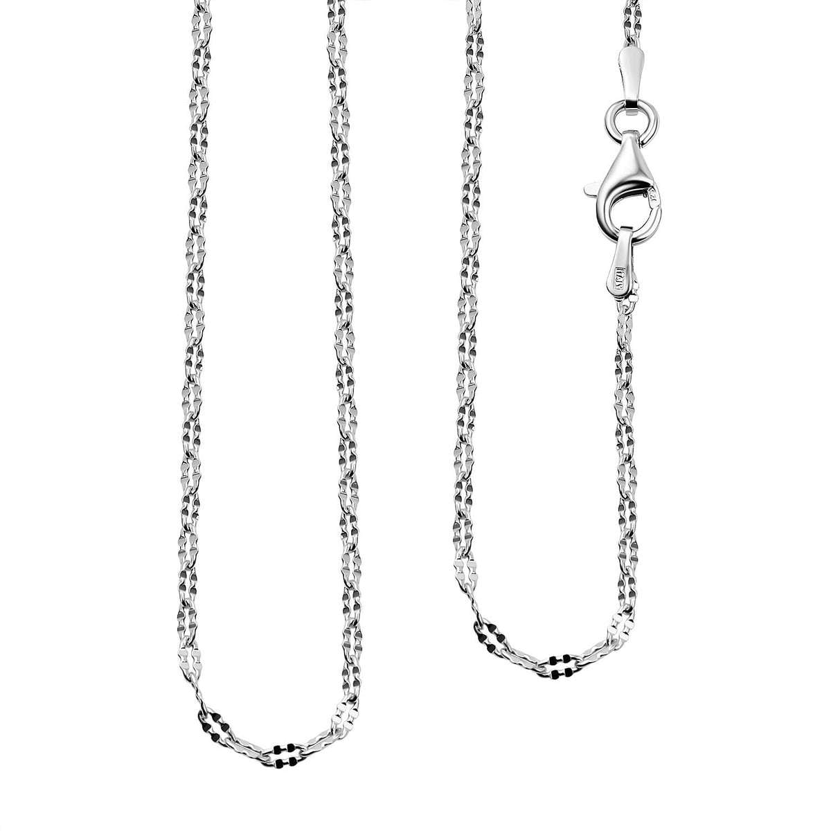 Italian Made Oval Daisy Necklace in Rhodium Overlay Sterling Silver 24 Inch 7990624 0