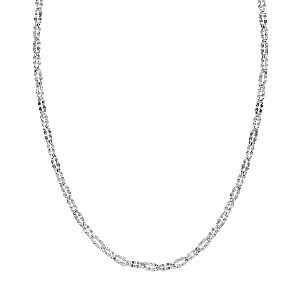 Italian Made Rhodium Overlay Sterling Silver Necklace (Size - 24)