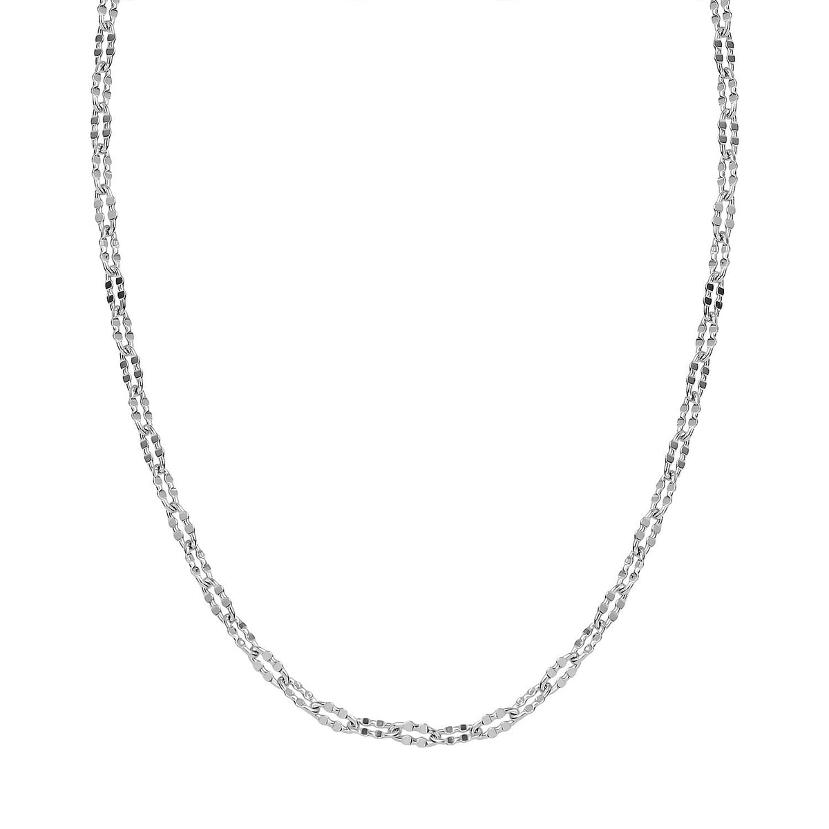 Italian Made Oval Daisy Necklace in Rhodium Overlay Sterling Silver 24 Inch 7990624 2