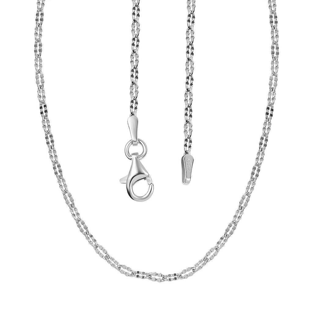 Italian Made Rhodium Overlay Sterling Silver Necklace (Size - 24)