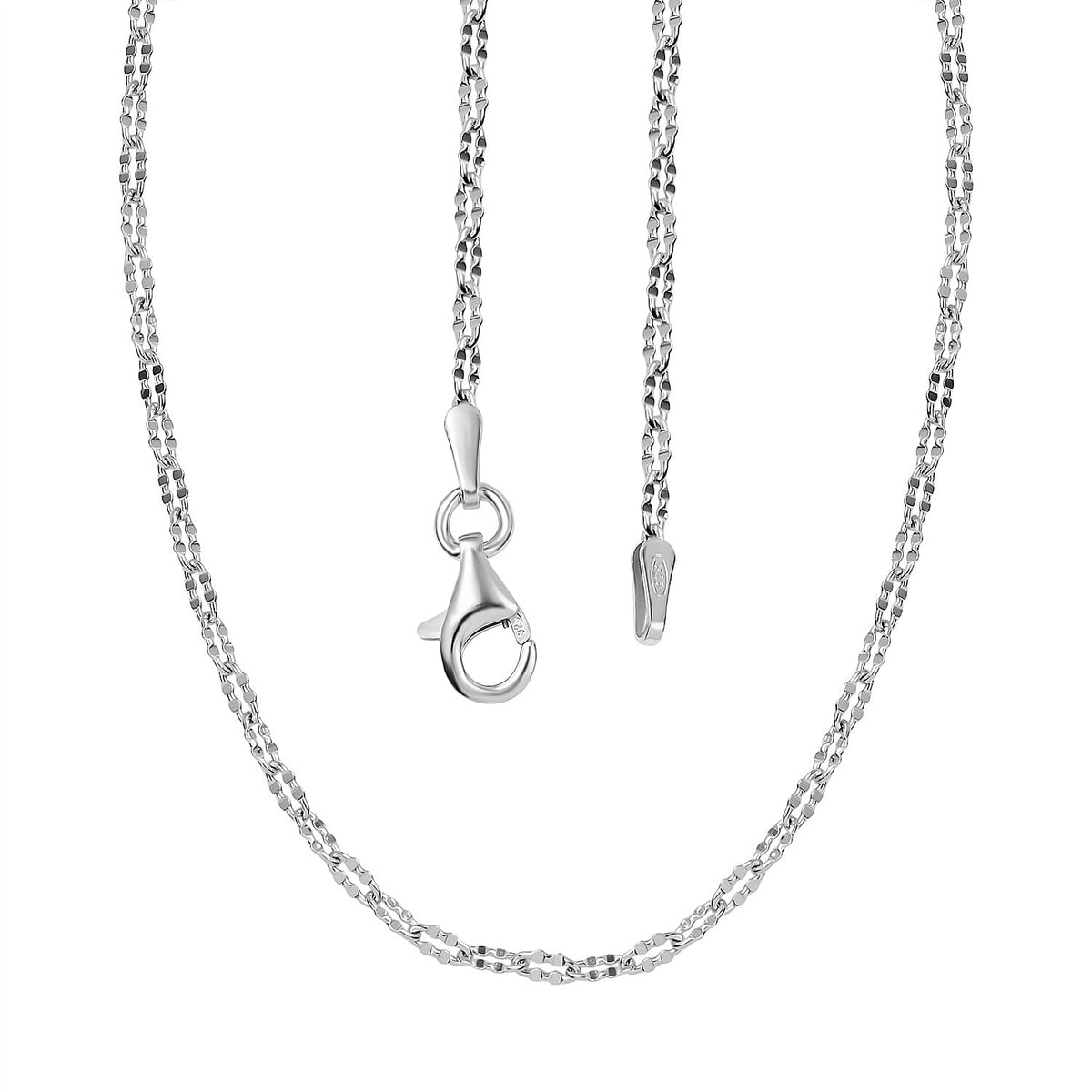 Italian Made Oval Daisy Necklace in Rhodium Overlay Sterling Silver 24 Inch 7990624 3