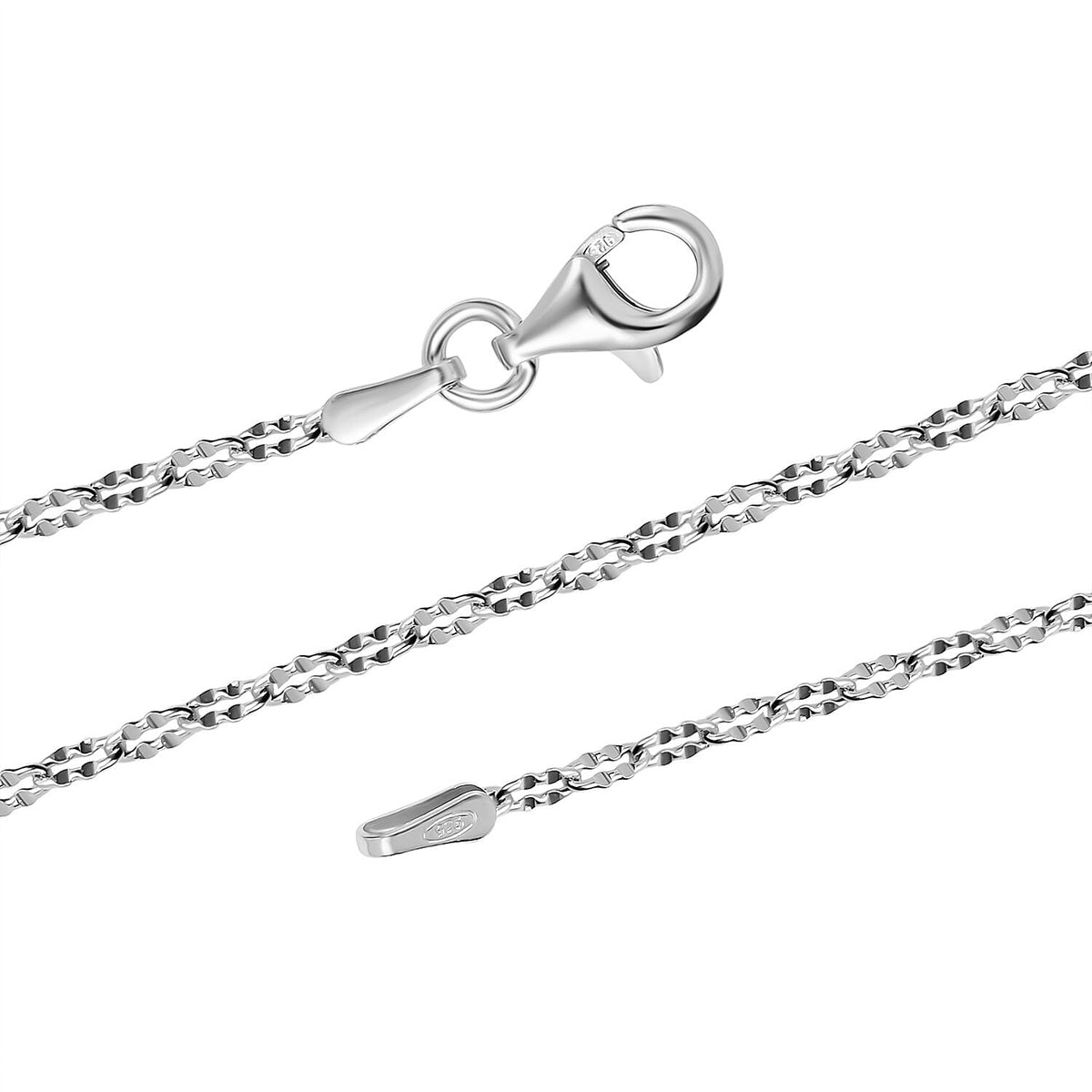 Italian Made Oval Daisy Necklace in Rhodium Overlay Sterling Silver 24 Inch 7990624 4