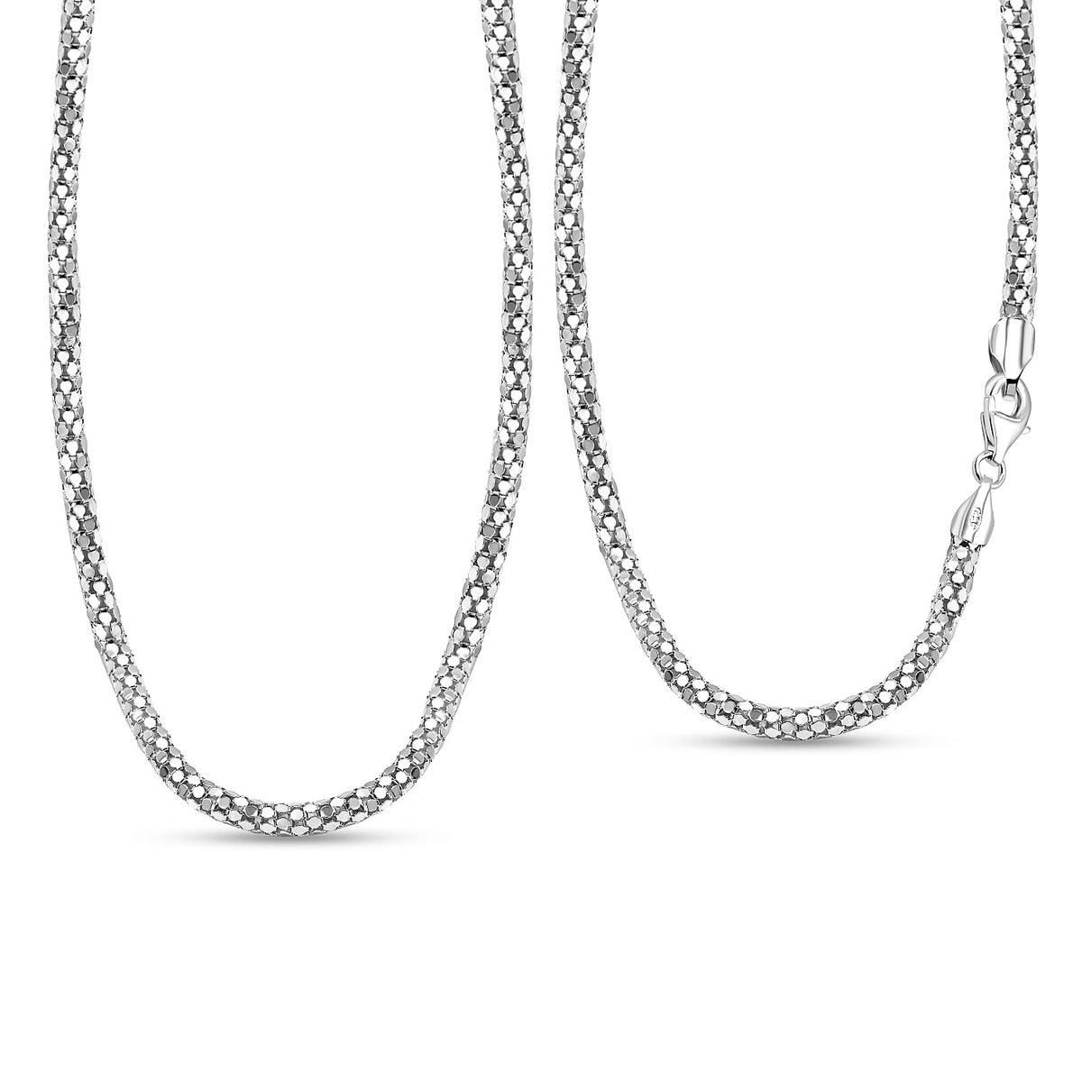 Italian Made Rhodium Overlay Sterling Silver Popcorn Necklace (Size - 24), Silver Wt. 17.6 Gms 7272062 0