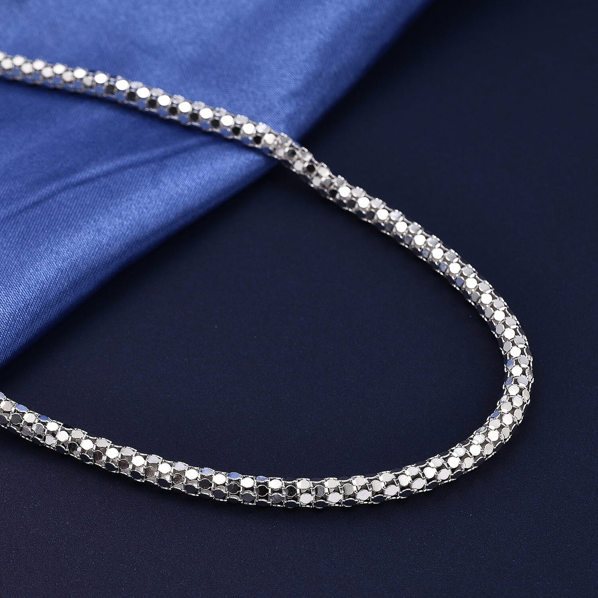 Italian Made Rhodium Overlay Sterling Silver Popcorn Necklace (Size - 24), Silver Wt. 17.6 Gms 7272062 2