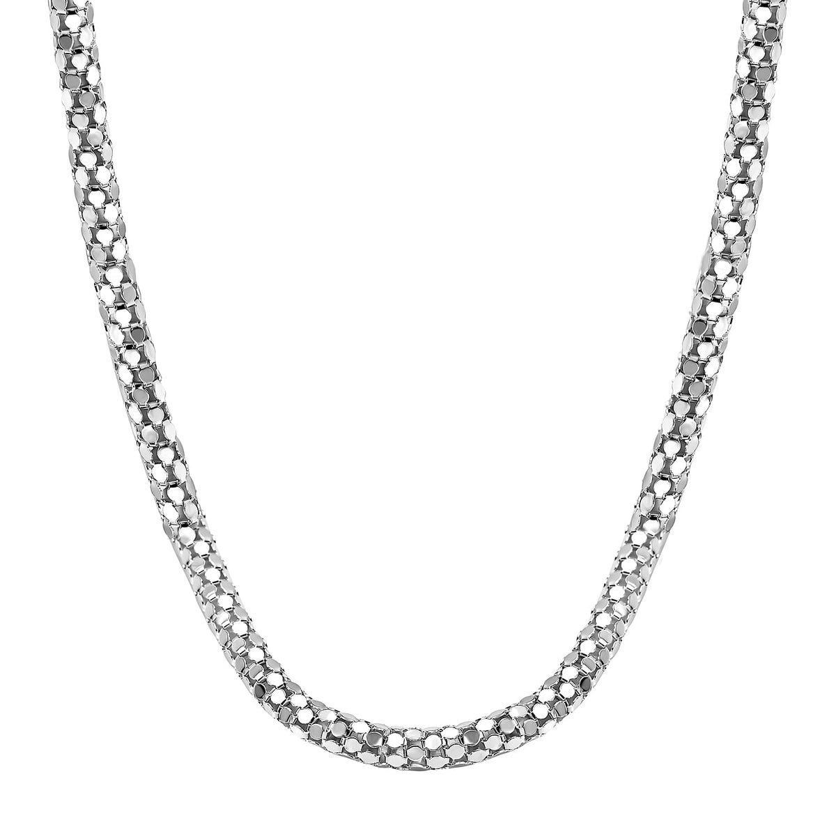 Italian Made Rhodium Overlay Sterling Silver Popcorn Necklace (Size - 24), Silver Wt. 17.6 Gms 7272062 6