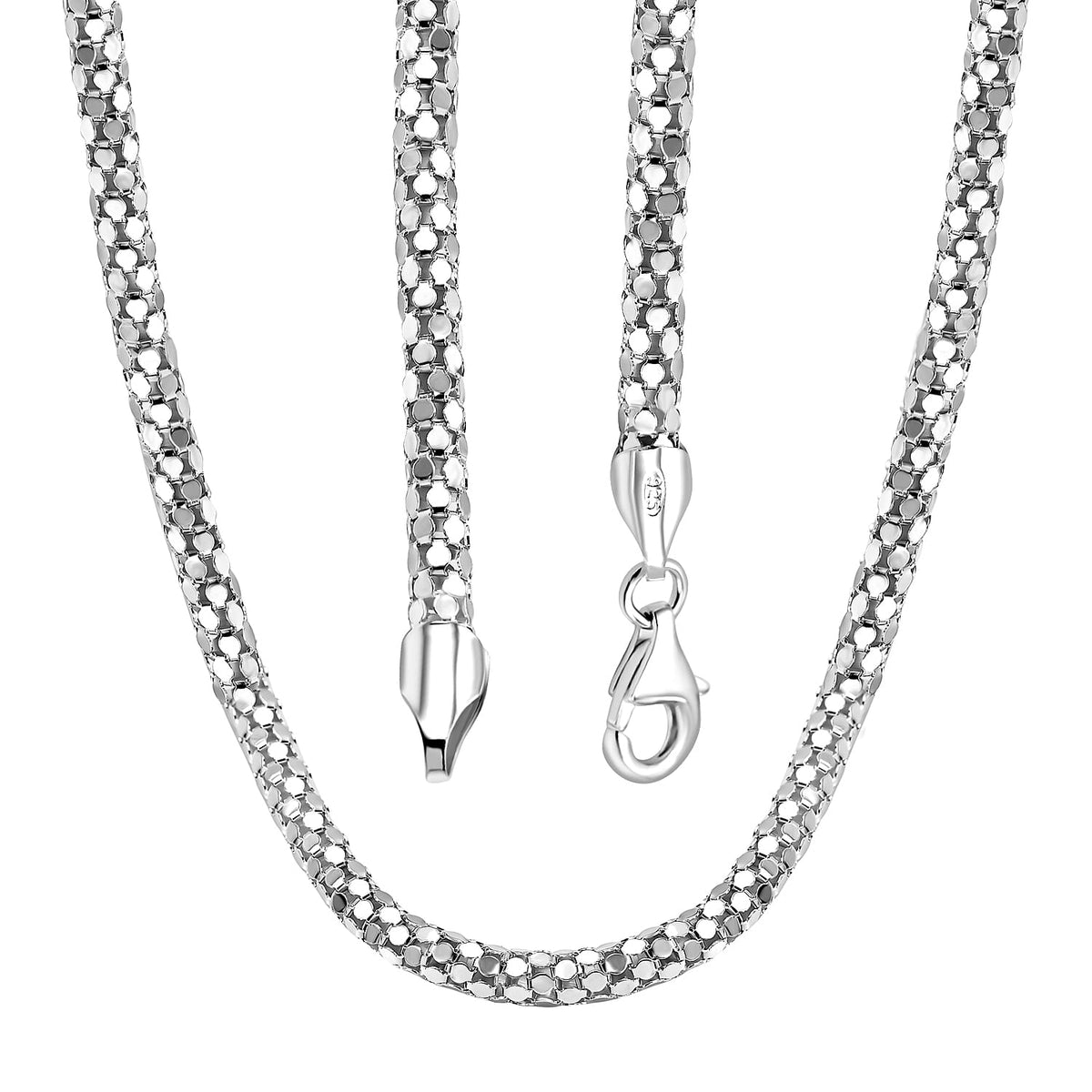 Italian Made Rhodium Overlay Sterling Silver Popcorn Necklace (Size - 24), Silver Wt. 17.6 Gms 7272062 8