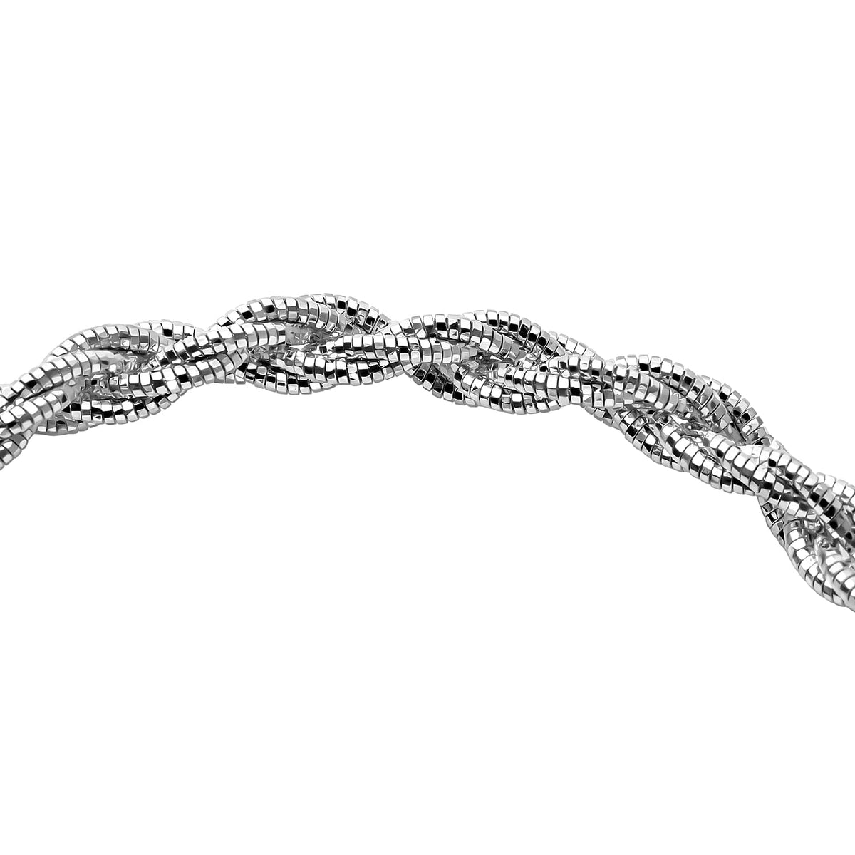Italian Made - Rhodium Overlay Sterling Silver Rope Bracelet (Size - 7.5) With Lobster Clasp, Silver Wt. 11.77 Gms V32700542 2