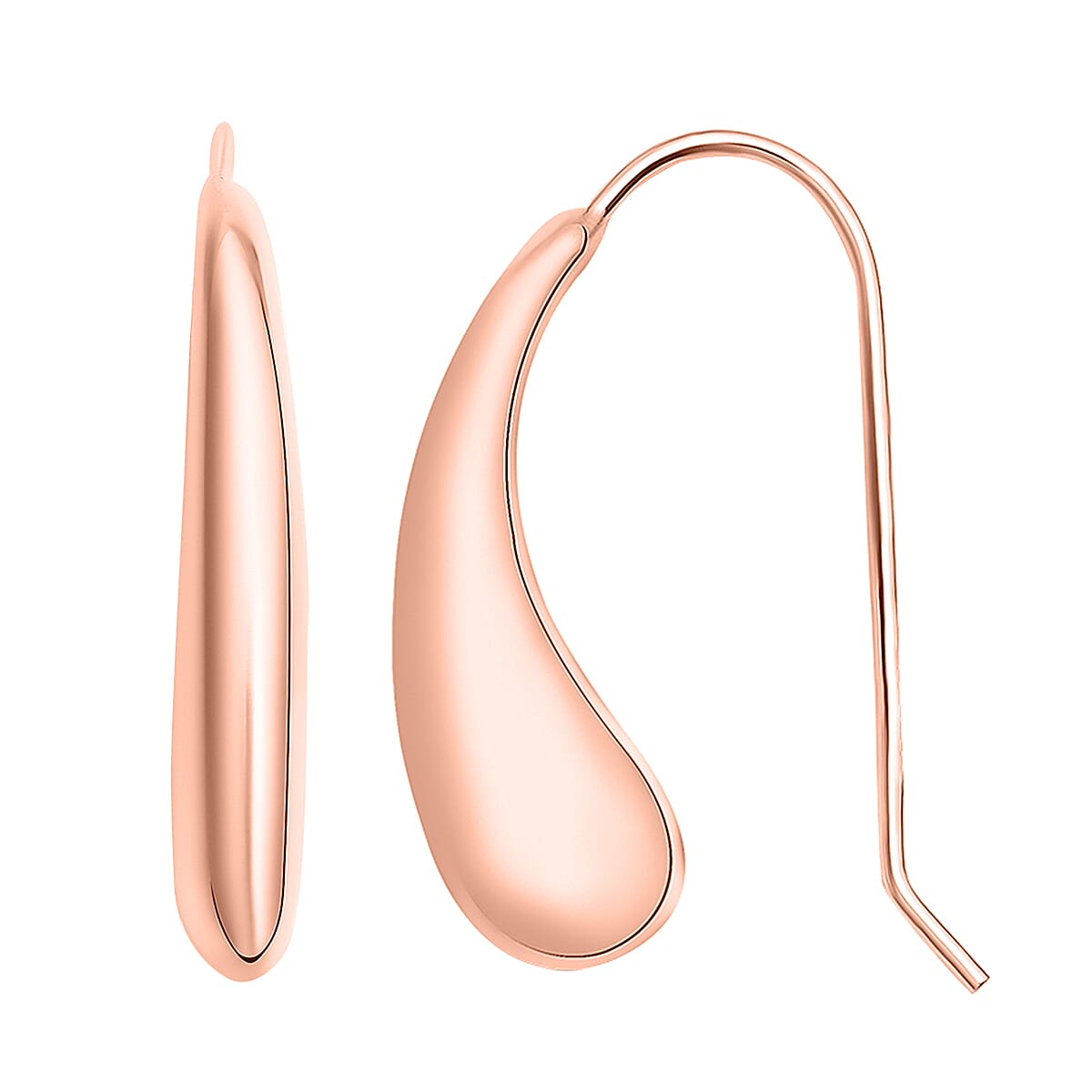 Italian Made - Rose Gold Overlay Sterling Silver Earrings (With Hook) 8895879 0