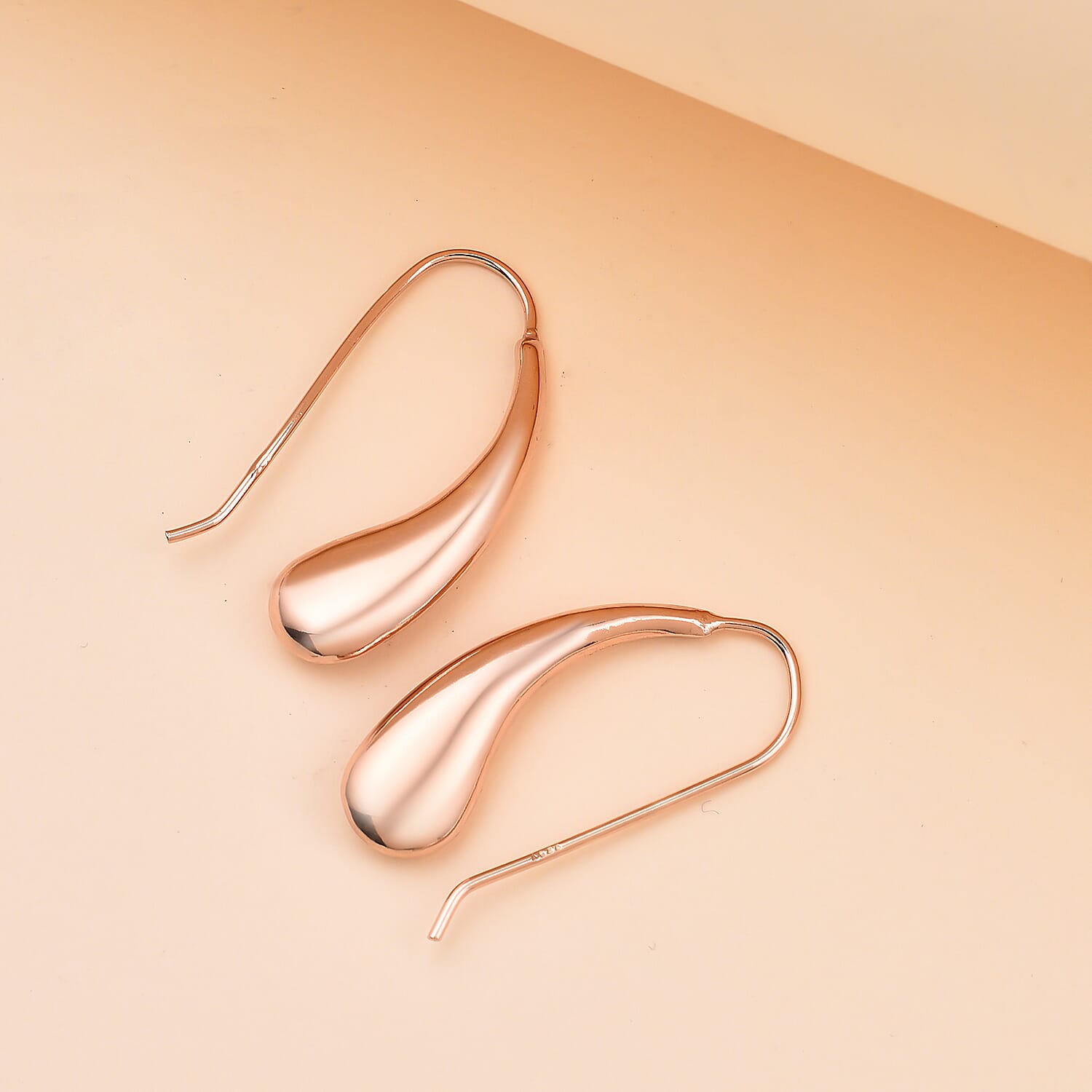 Italian Made - Rose Gold Overlay Sterling Silver Earrings (With Hook) 8895879 1