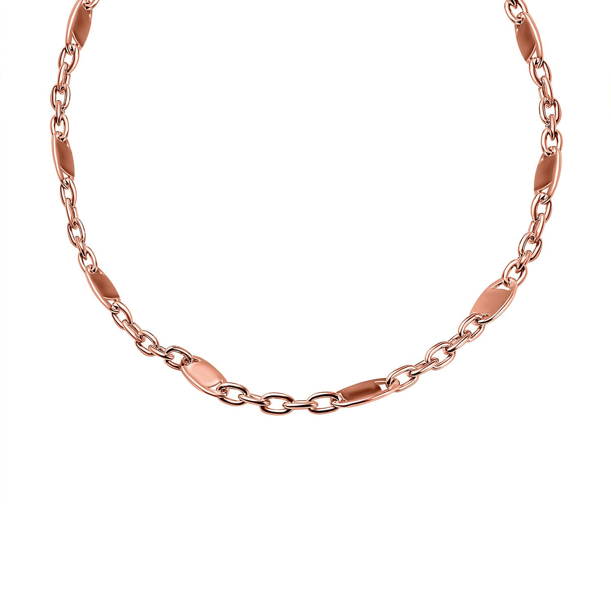 Italian Made - Rose Gold Overlay Sterling Silver Flat Rambo Chain (Size - 20) 7566735 0
