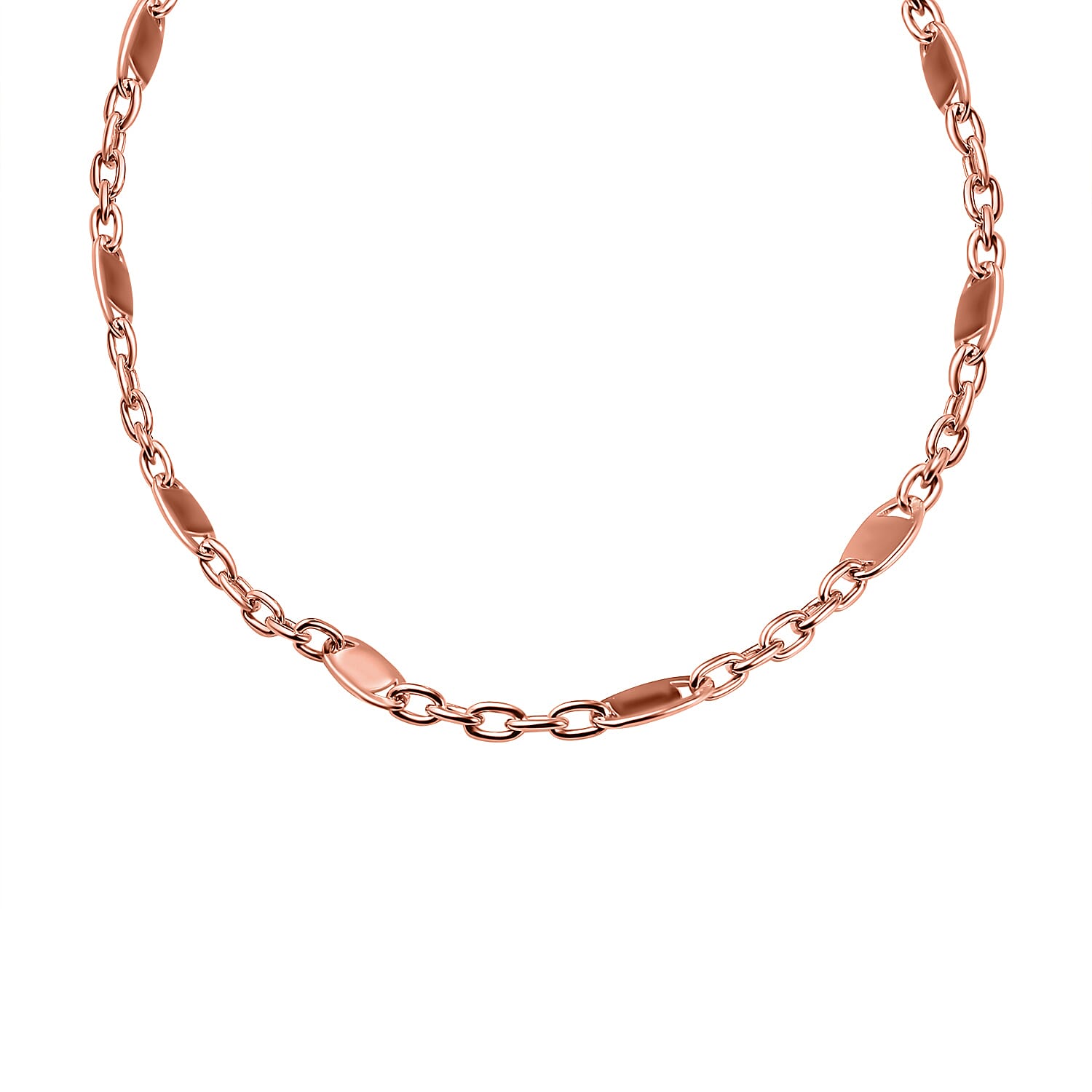Italian Made - Rose Gold Overlay Sterling Silver Flat Rambo Chain (Size - 20) 7566735 0