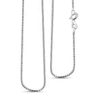 Italian Made - Sterling Silver Box Necklace (Size - 18) with Spring Ring Clasp